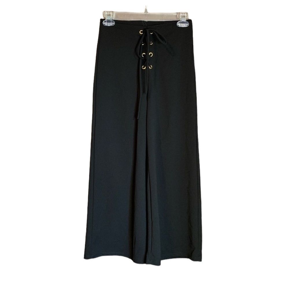 Blue blush black culottes with tie detail‎